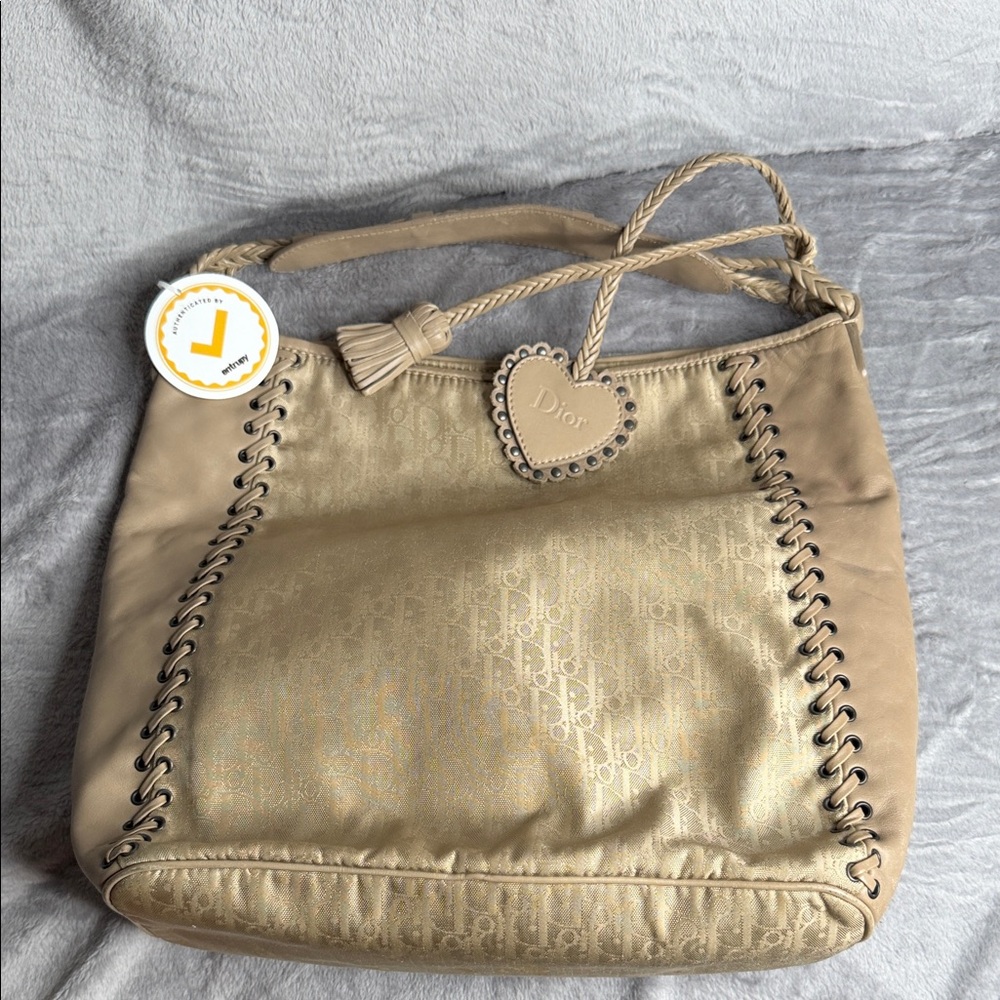 Dior Beige and Gold Shoulder Bag